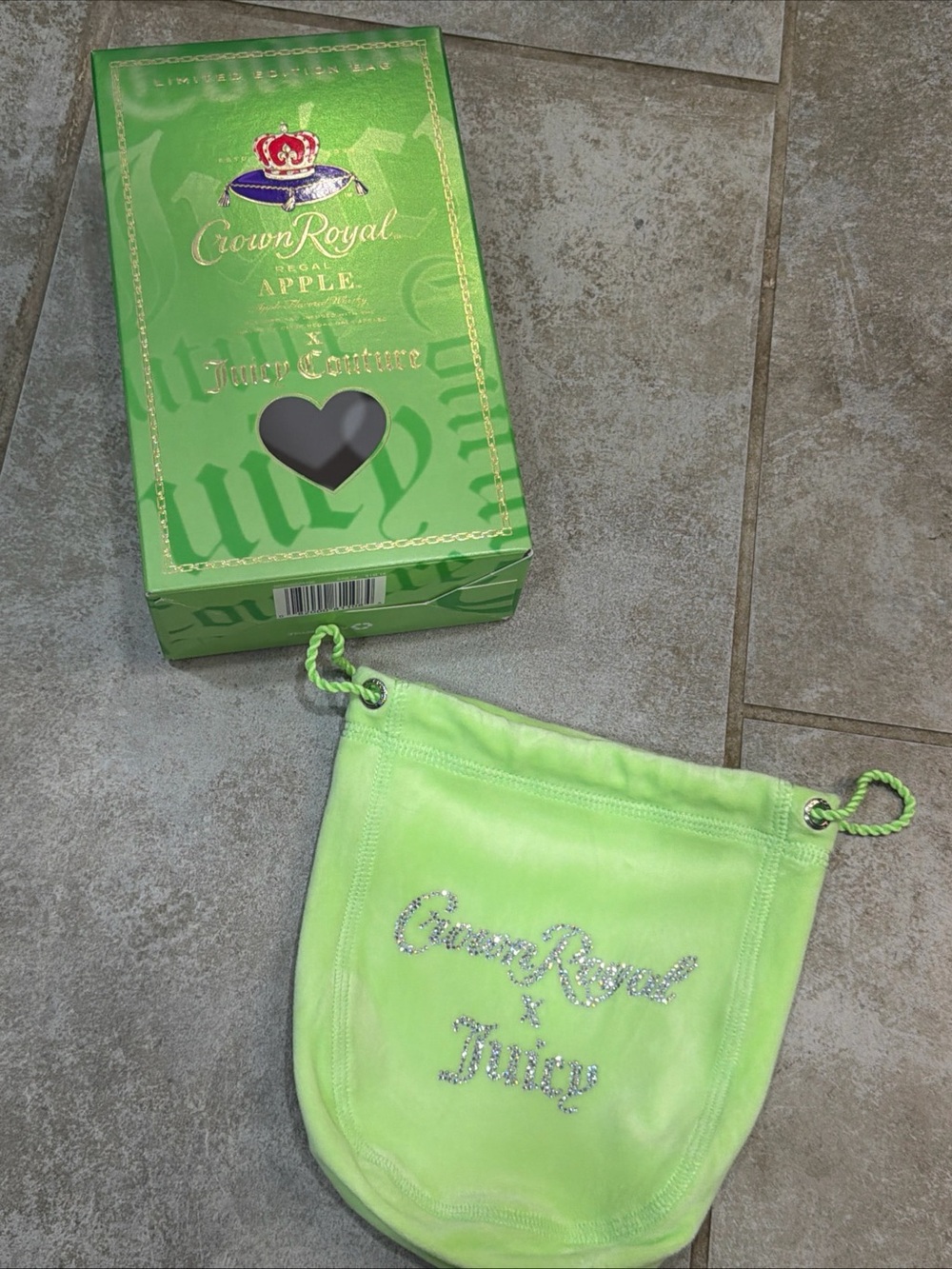 Crown Royal X Juicy Couture Collab Apple Collectors Box & Bedazzled Bag